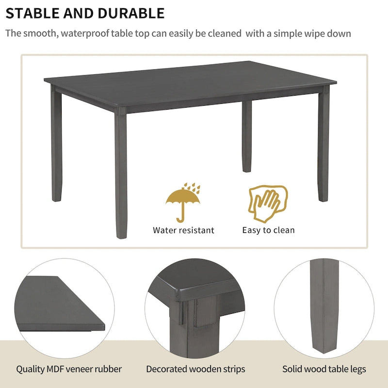 Nestfair 6-Piece Dining Table Set with 4 Fabric Chairs and Bench