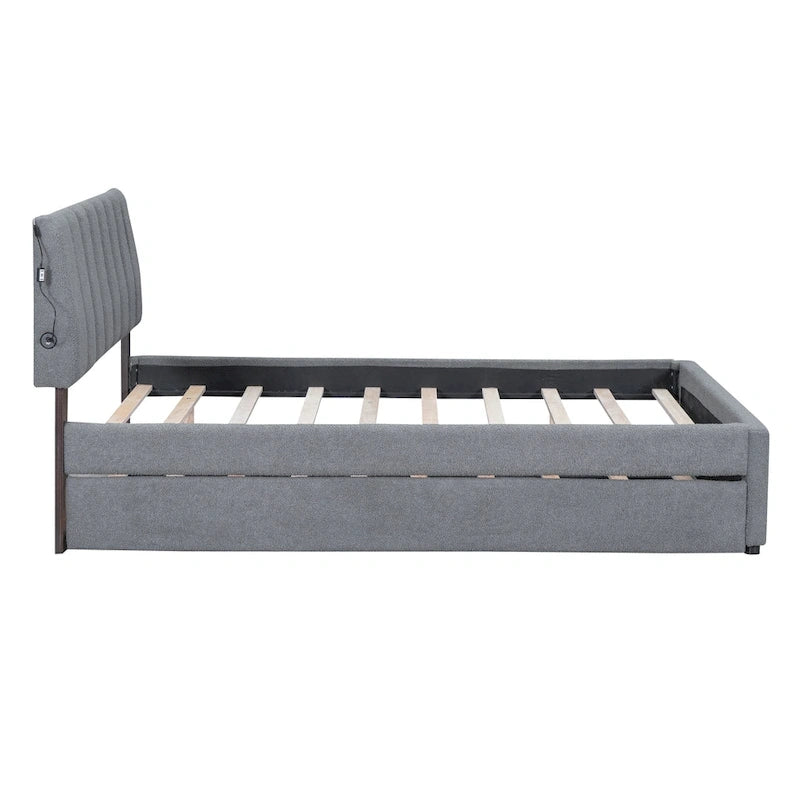 Upholstered Platform Bed with Trundle