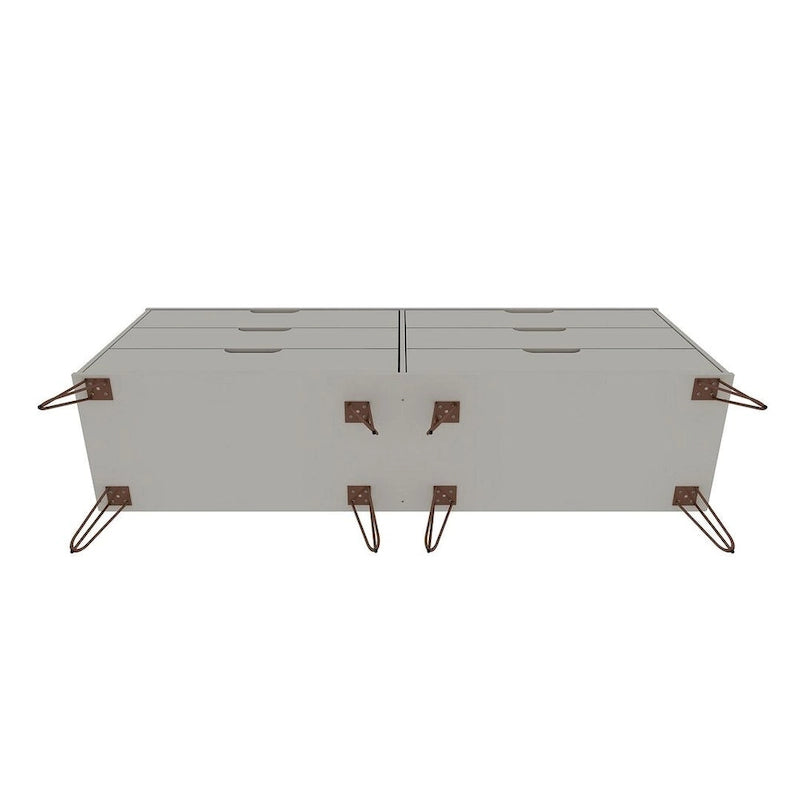 Manhattan Comfort Rockefeller 6-Drawer Double Low Dresser with Metal Legs