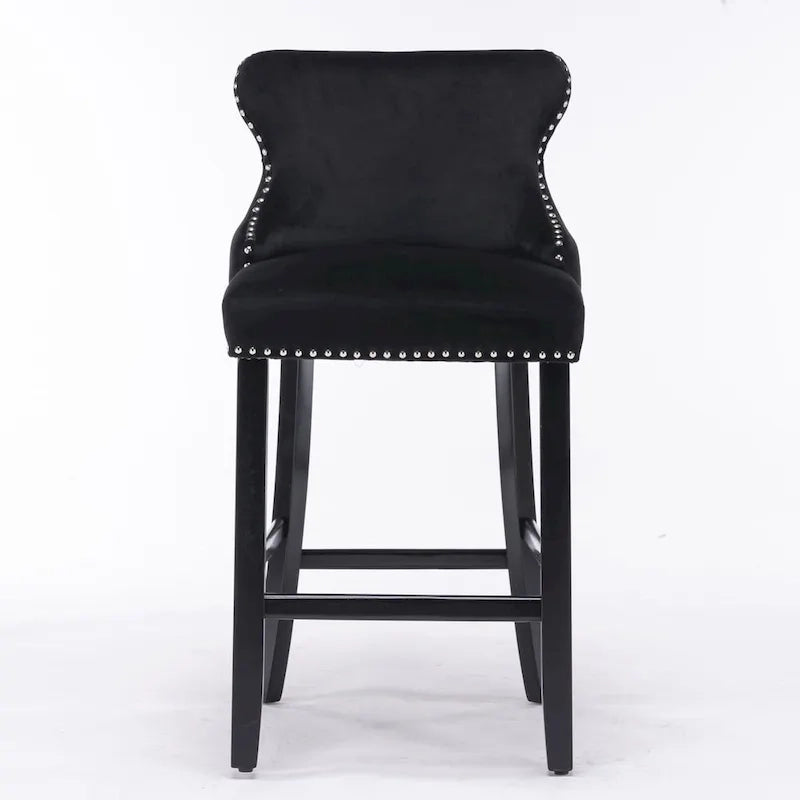 Velvet Wing-Back Barstools with Button Tufted,Set of 2