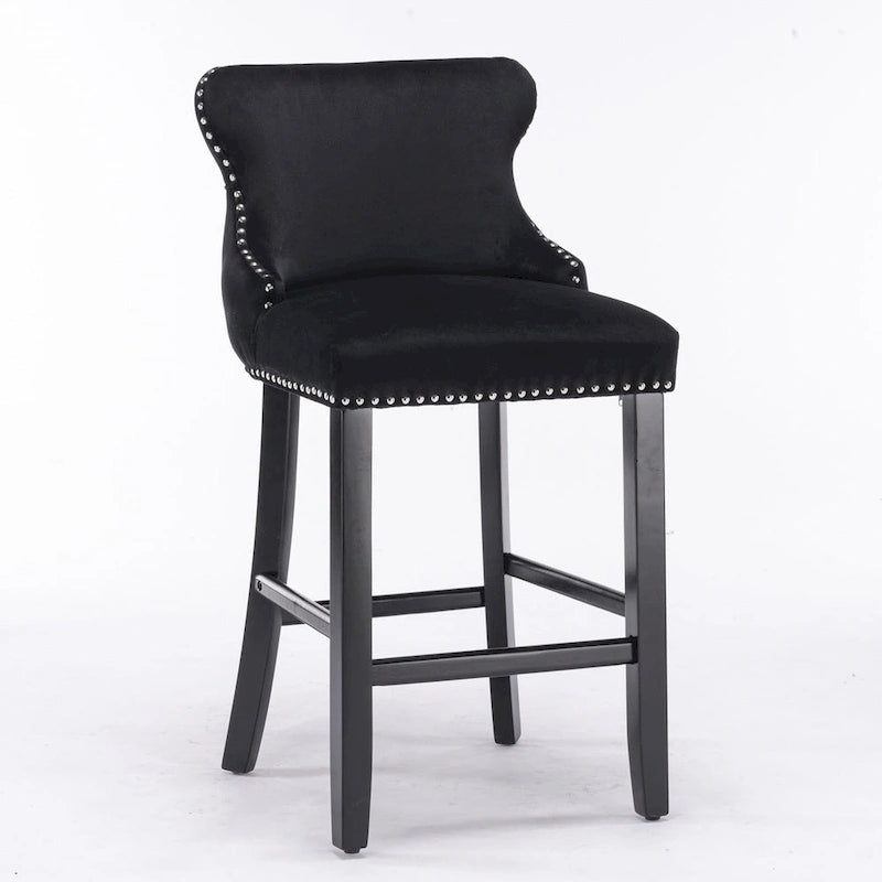 Velvet Wing-Back Barstools with Button Tufted,Set of 2