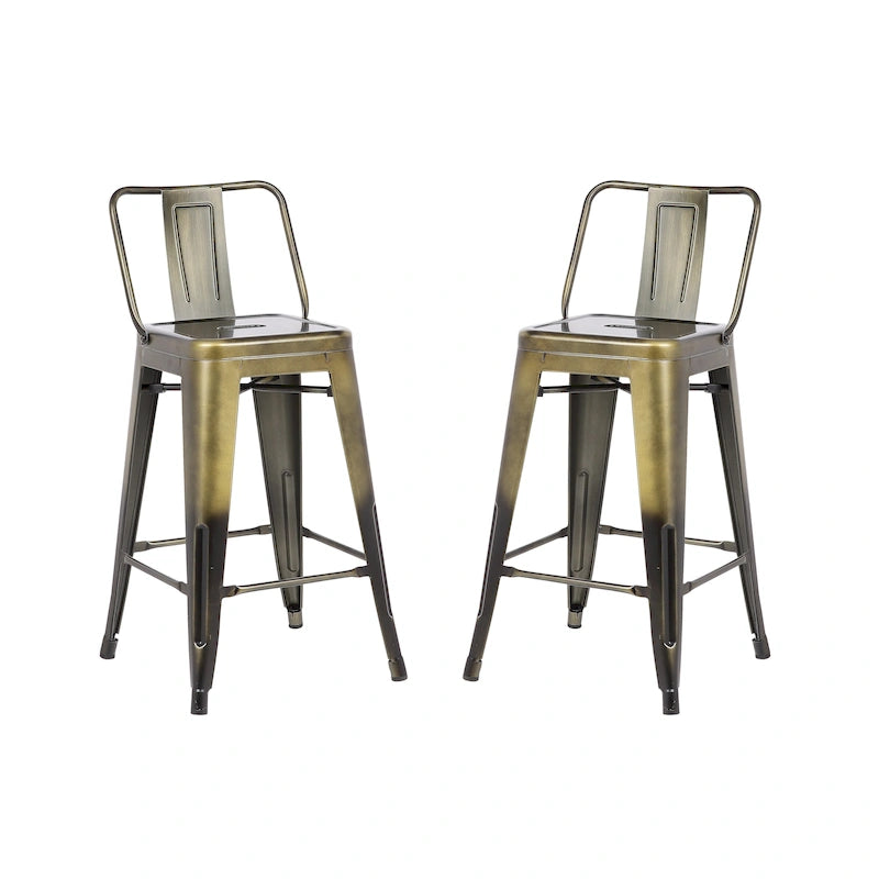 AC Pacific 24 Inch Metal Barstool Set of 2
