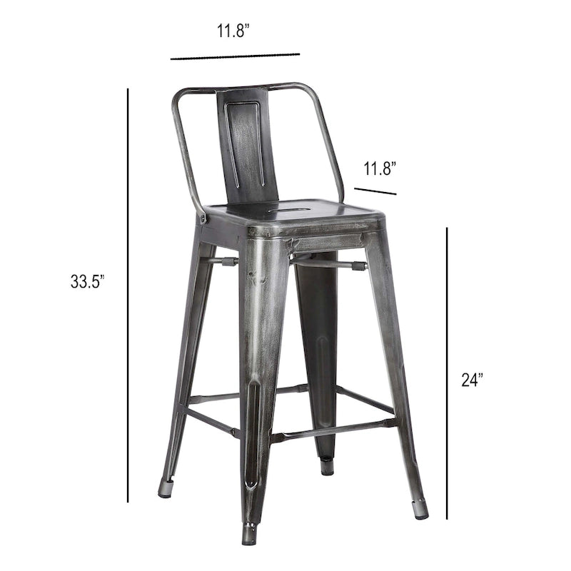AC Pacific 24 Inch Metal Barstool Set of 2