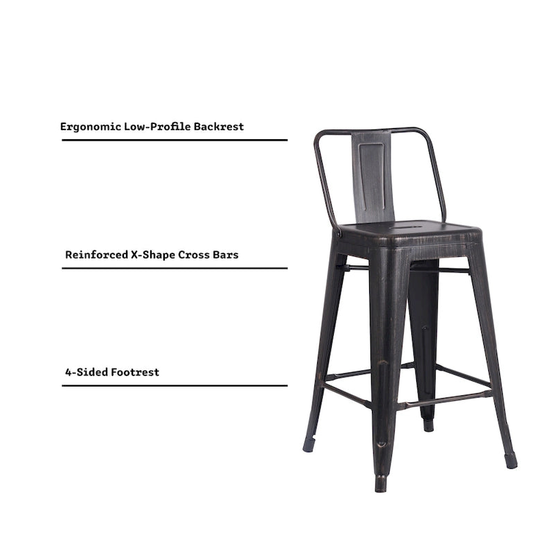 AC Pacific 24 Inch Metal Barstool Set of 2