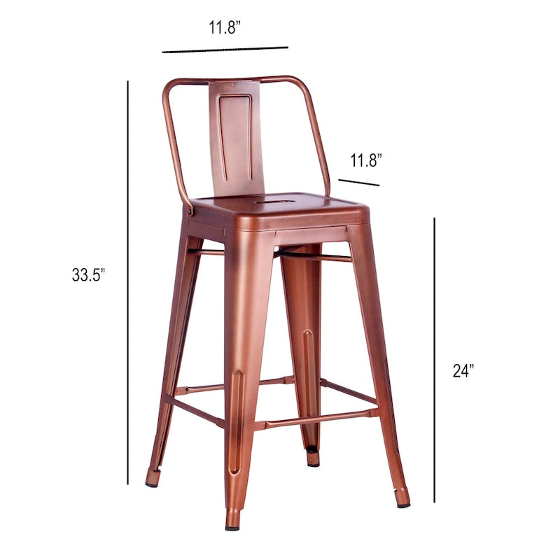AC Pacific 24 Inch Metal Barstool Set of 2