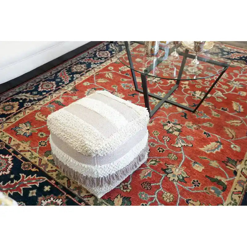 Home&Manor Wool Cotton Marko Pouf