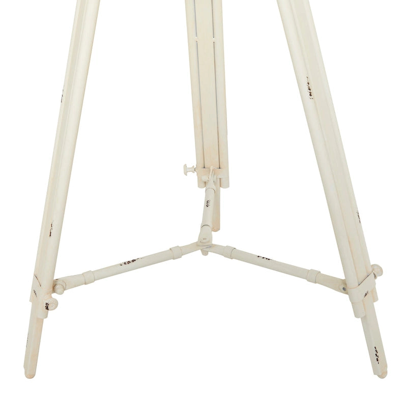 Metal Compass Accent Table with Clock and Clear Glass Top - White or Black - Roche River Decor