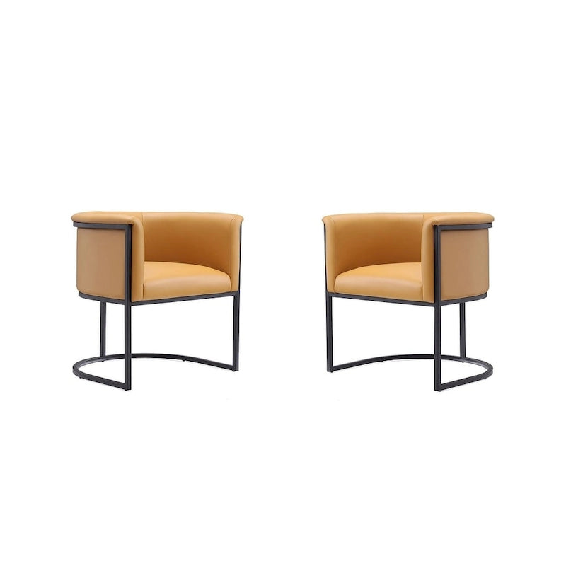 Bali Saddle and Black Faux Leather Dining Chair (Set of 2)