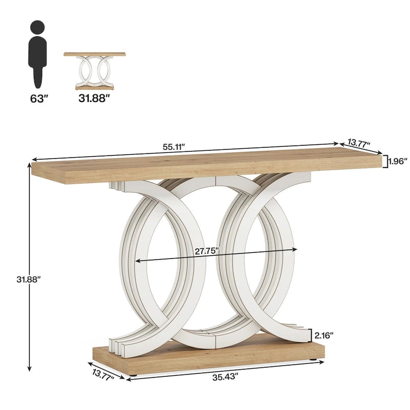55 inches Farmhouse Console Table with Geometric Base