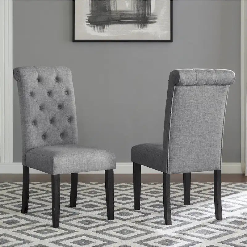 Roundhill Furniture Leviton Urban Style Wood Dark Wash Turned-Leg Dining Set: Table and 4 Chairs