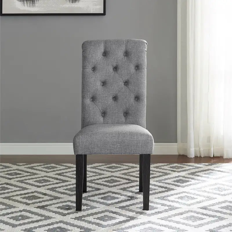 Roundhill Furniture Leviton Urban Style Wood Dark Wash Turned-Leg Dining Set: Table and 4 Chairs
