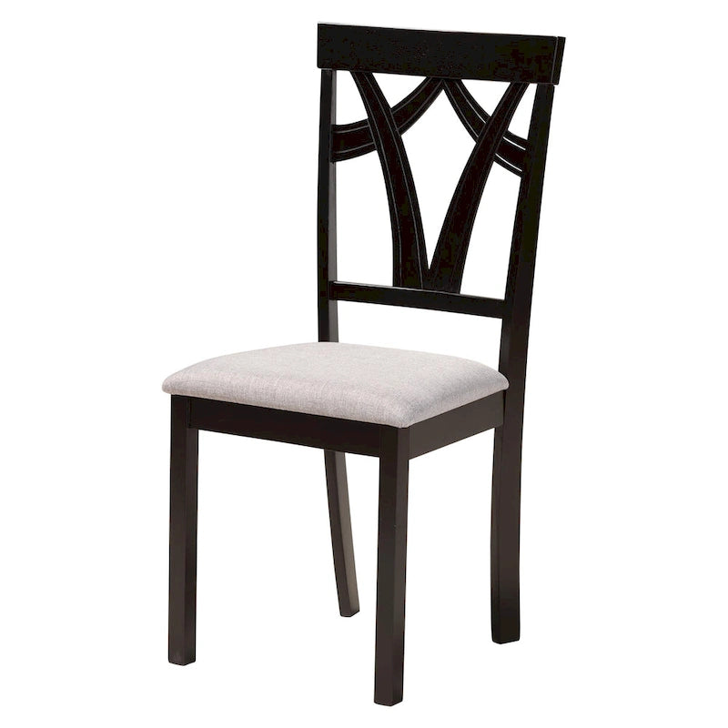 Luise Modern and Contemporary 5-Piece Wood Dining Set-Grey/Dark Brown