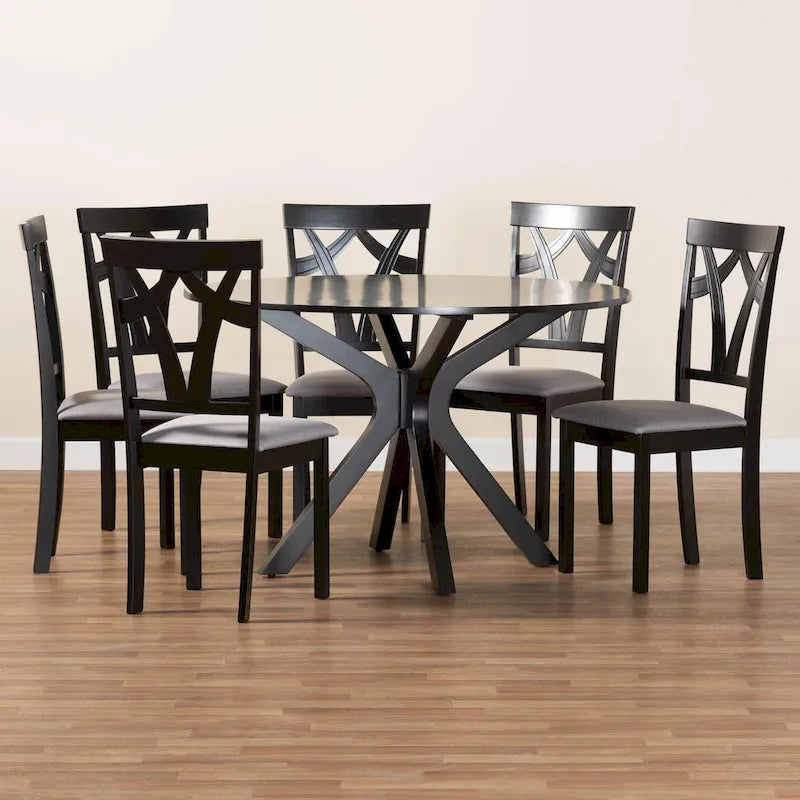 Luise Modern and Contemporary 5-Piece Wood Dining Set-Grey/Dark Brown