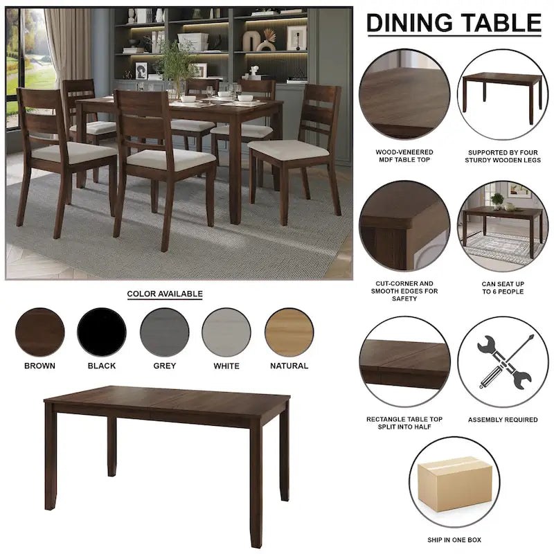 CraftPorch Vintage Style 7-piece Wooden Dining Set