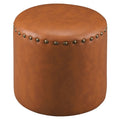 The Curated Nomad Barbossa Faux Leather Round Ottoman