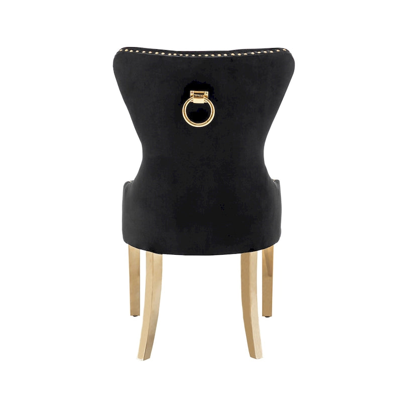 Porthos Home Caily Tufted Velvet Dining Chairs with Gold Chrome Legs, Set of 2