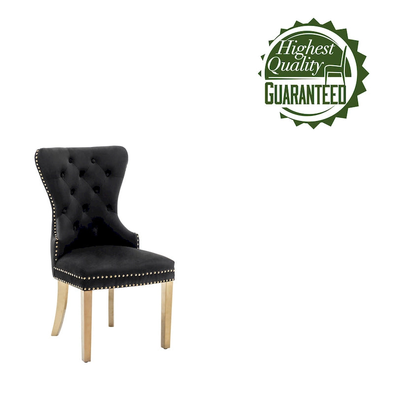 Porthos Home Caily Tufted Velvet Dining Chairs with Gold Chrome Legs, Set of 2