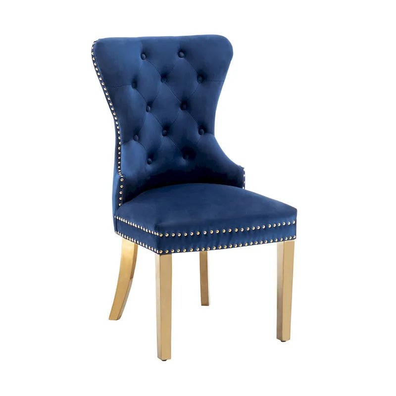 Porthos Home Caily Tufted Velvet Dining Chairs with Gold Chrome Legs, Set of 2