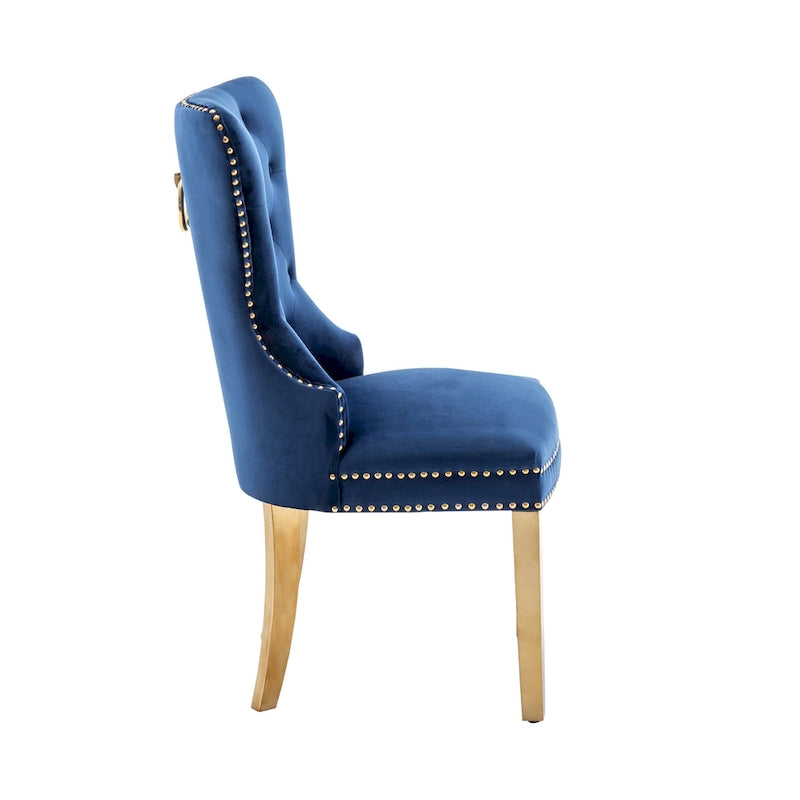 Porthos Home Caily Tufted Velvet Dining Chairs with Gold Chrome Legs, Set of 2