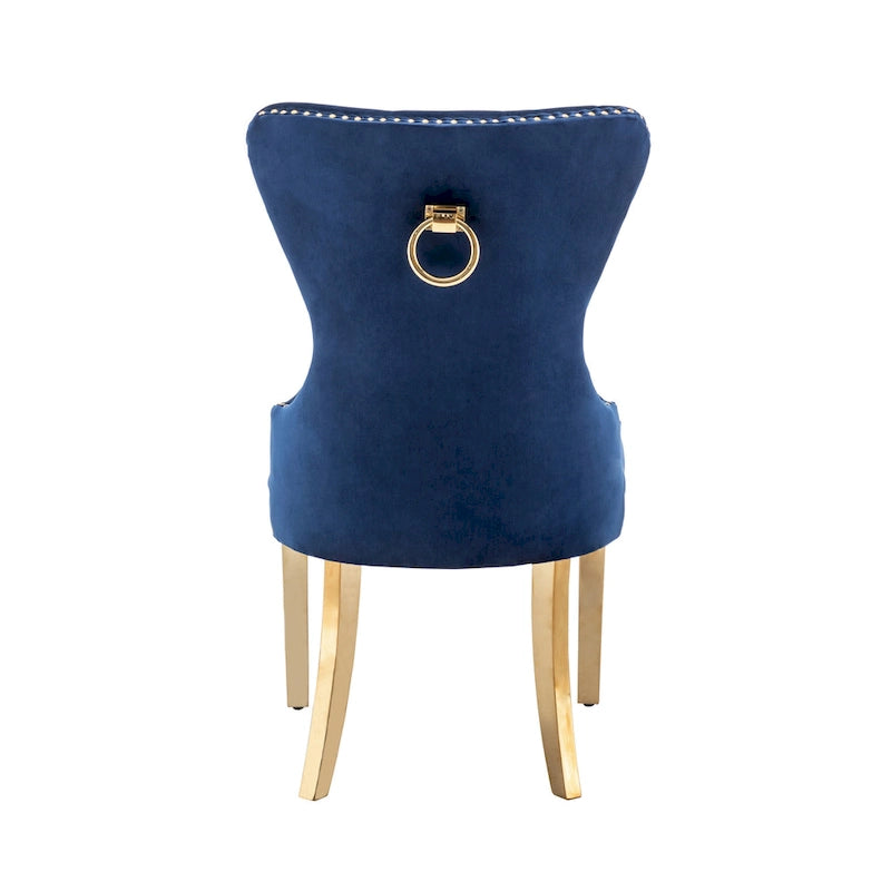 Porthos Home Caily Tufted Velvet Dining Chairs with Gold Chrome Legs, Set of 2