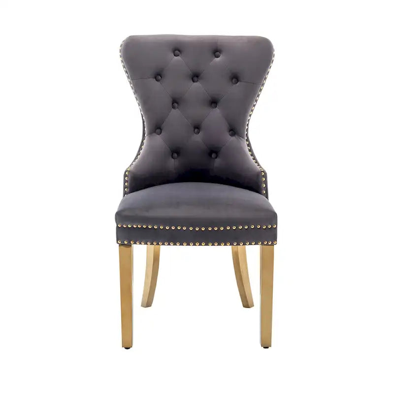 Porthos Home Caily Tufted Velvet Dining Chairs with Gold Chrome Legs, Set of 2