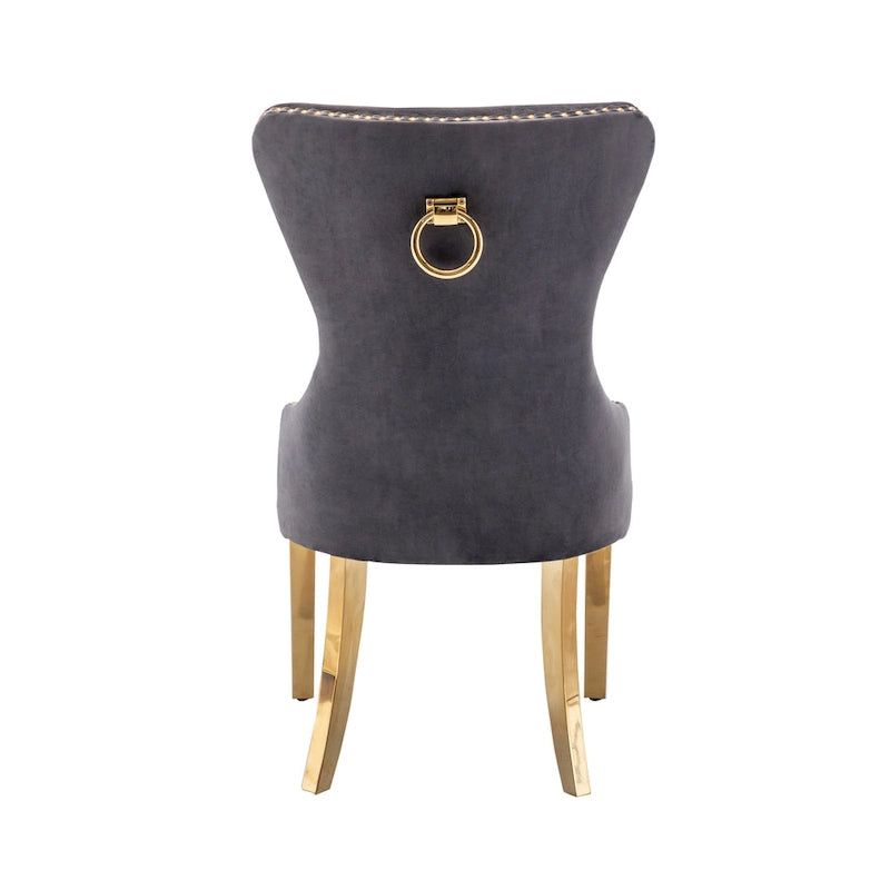Porthos Home Caily Tufted Velvet Dining Chairs with Gold Chrome Legs, Set of 2