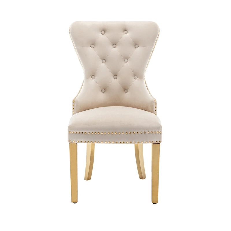 Porthos Home Caily Tufted Velvet Dining Chairs with Gold Chrome Legs, Set of 2