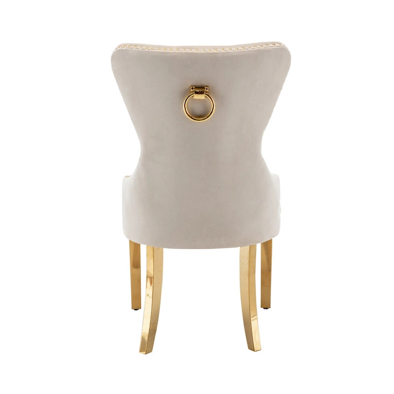 Porthos Home Caily Tufted Velvet Dining Chairs with Gold Chrome Legs, Set of 2