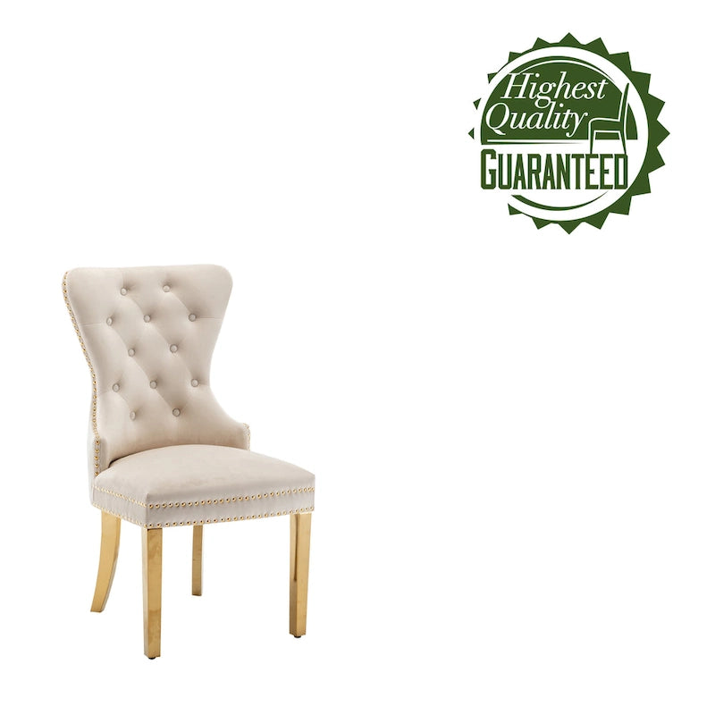 Porthos Home Caily Tufted Velvet Dining Chairs with Gold Chrome Legs, Set of 2