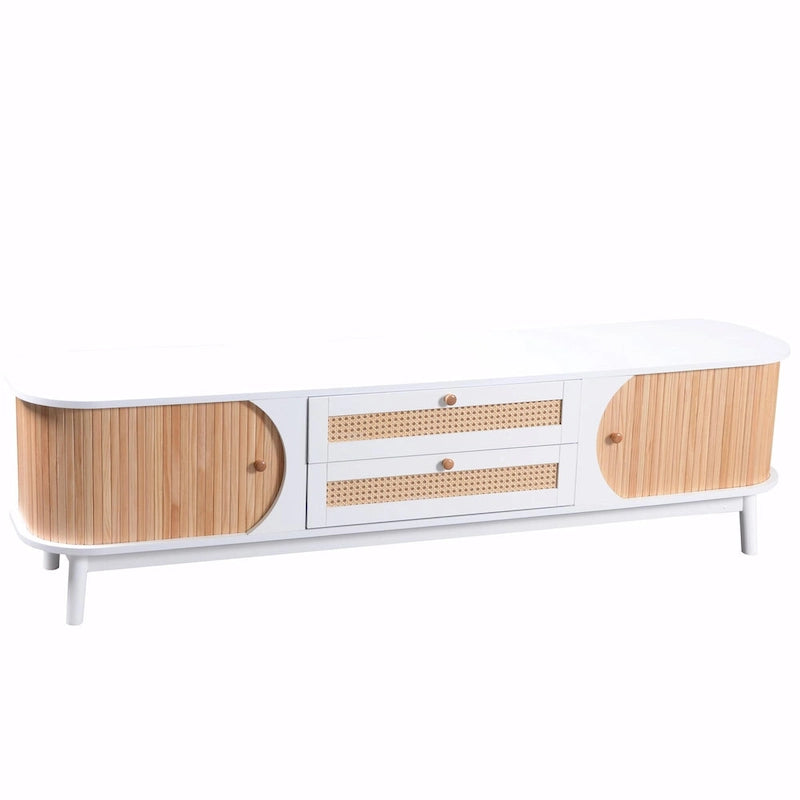 Modern Farmhouse Media Console with Solid Wood Legs