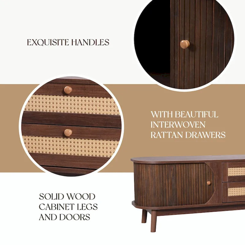 Modern Farmhouse Media Console with Solid Wood Legs