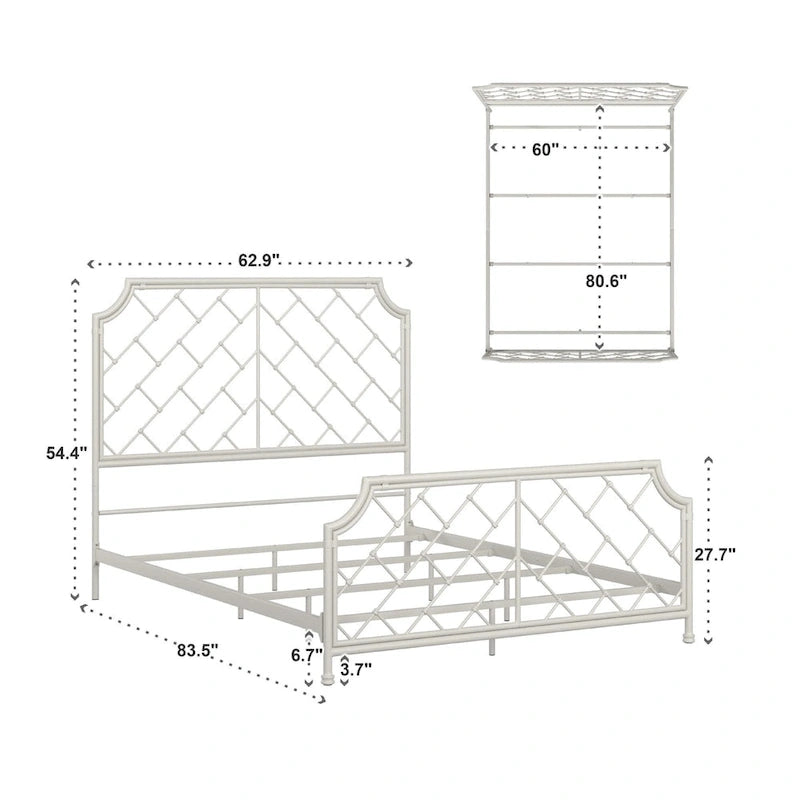 Nelle Geometric Mosaic White Metal Queen Bed by iNSPIRE Q Classic