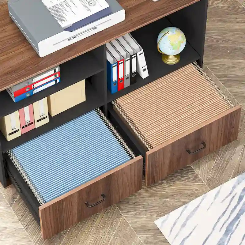 63 Large Executive Desk L Shaped Computer Desk with File Storage Cabinet