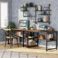 78.7 Two Person Desk, Double Desk with Bookshelf