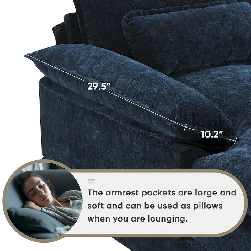 [VIDEO provided][New]123*55 Modern U-shaped Sofa with Console,Cupholders and USB Ports,6-seat Upholstered Symmetrical Indoor Fu