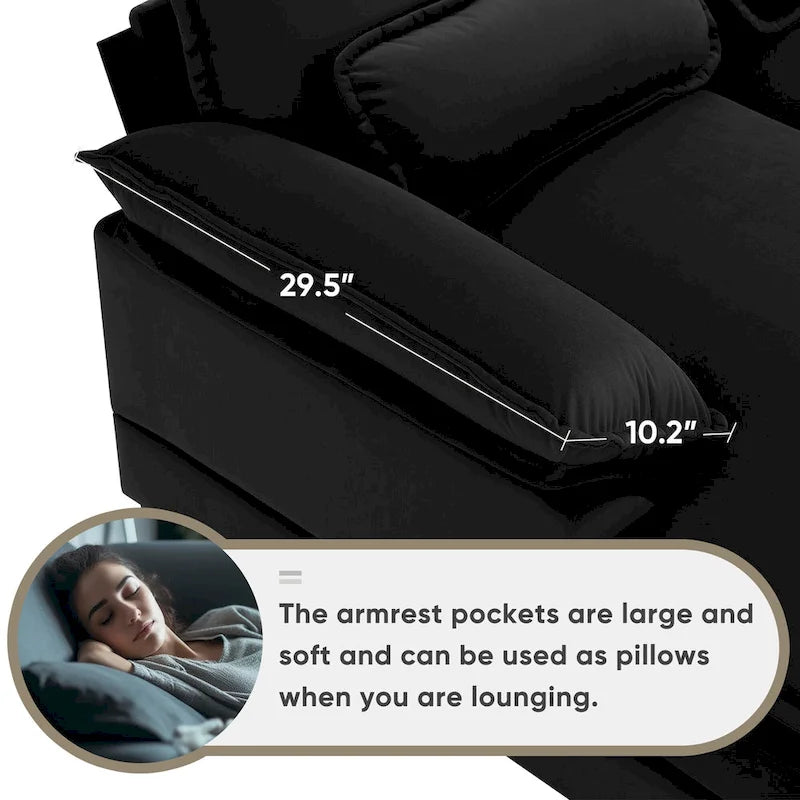 [VIDEO provided][New]123*55 Modern U-shaped Sofa with Console,Cupholders and USB Ports,6-seat Upholstered Symmetrical Indoor Fu