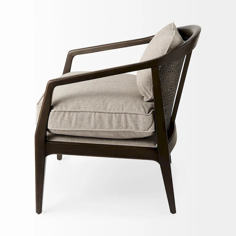 Landon Wood and Fabric w/Cane Accent Chair