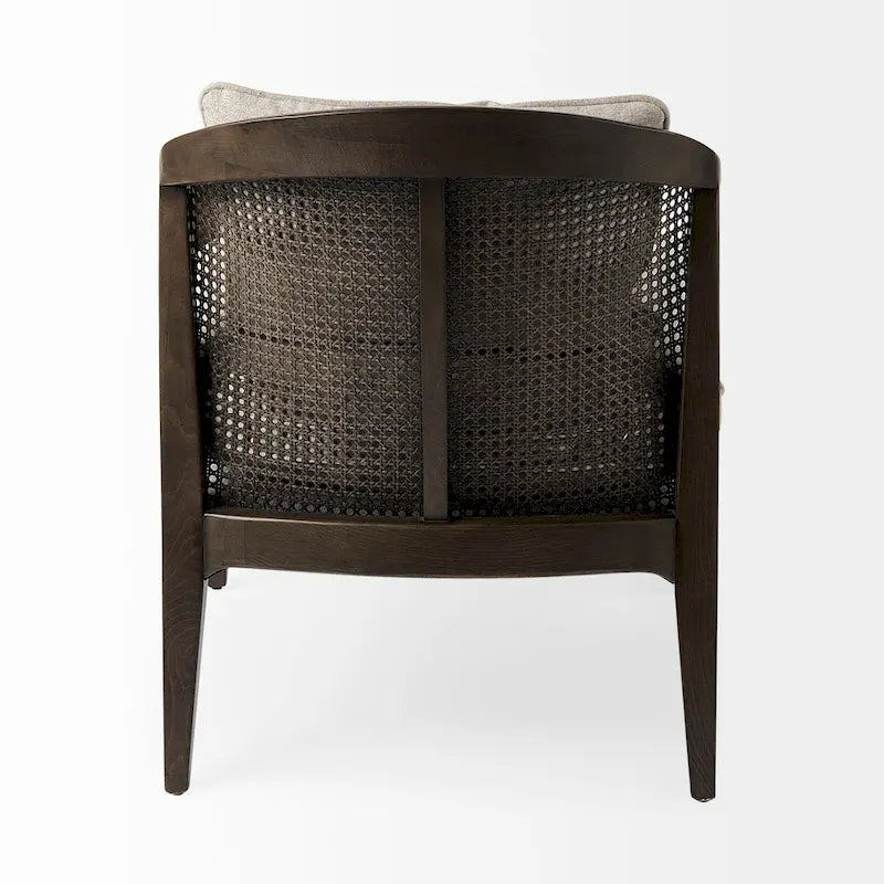 Landon Wood and Fabric w/Cane Accent Chair
