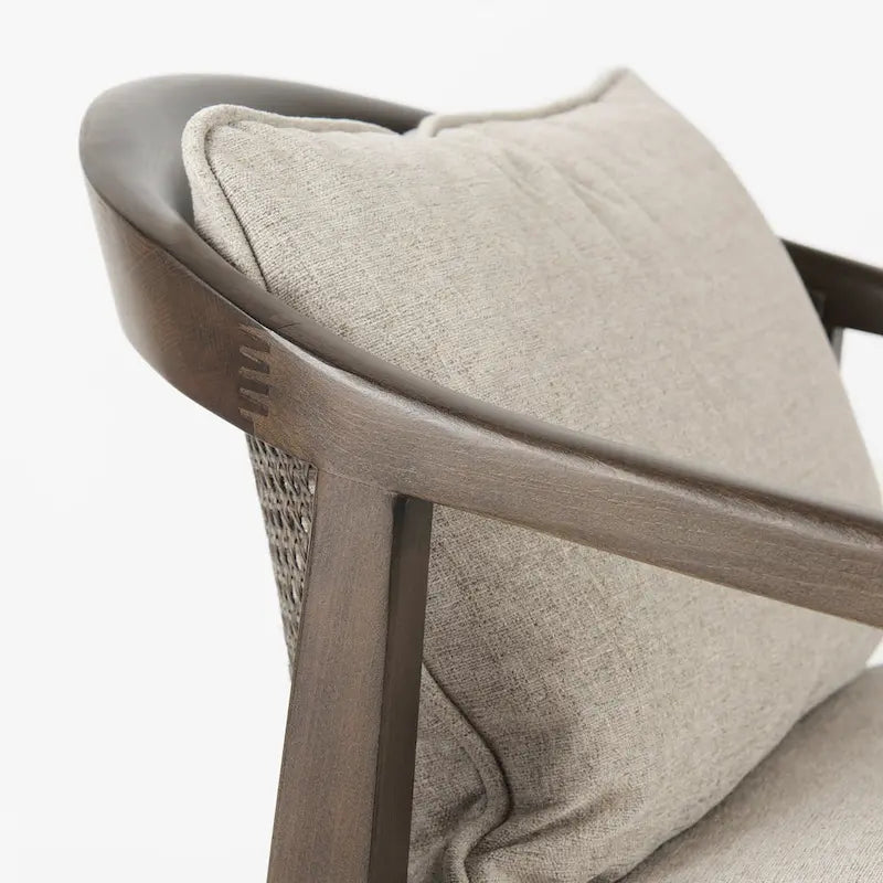 Landon Wood and Fabric w/Cane Accent Chair