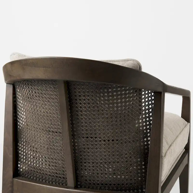 Landon Wood and Fabric w/Cane Accent Chair
