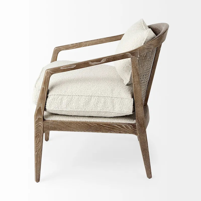 Landon Wood and Fabric w/Cane Accent Chair