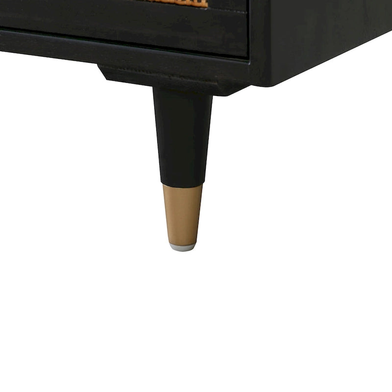Sierra Wood and Cane 3 Drawer Desk
