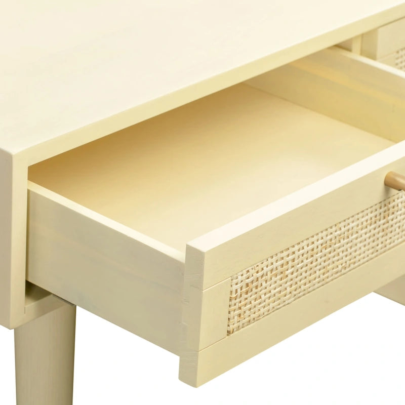 Sierra Wood and Cane 3 Drawer Desk