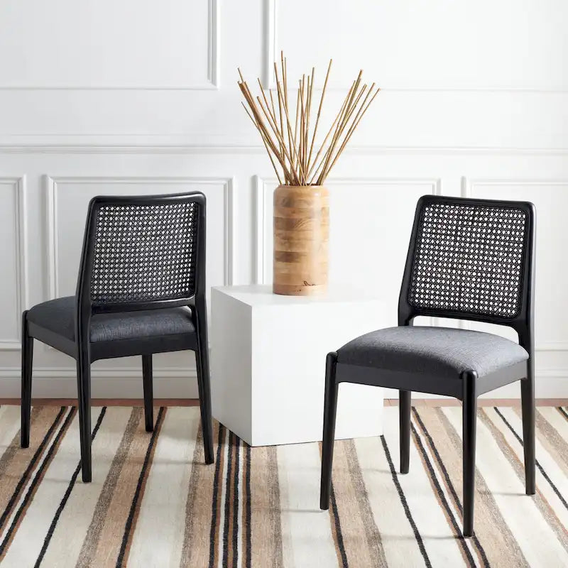 SAFAVIEH Sylva Rattan Cushion Dining Chair (Set of 2) - 19 W x 17.5 L x 32 H - 19Wx18Dx32H