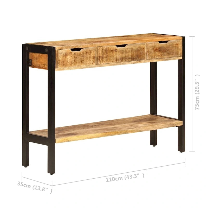 vidaXL Sideboard with 3 Drawers 43.3x13.8x29.5 Solid Mango Wood