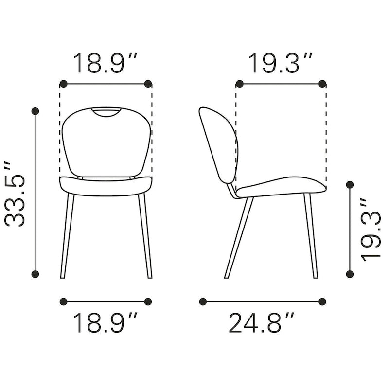 Terrence Dining Chair (Set of 2) - Product 1 (in) : 18.9 W x 24.8 D x 33.5 H