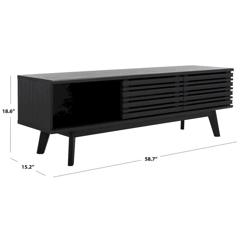 SAFAVIEH Teela Walnut 59-inch Storage Media TV Stand - 59 W x 15 L x 19 H - 59Wx15Dx19H