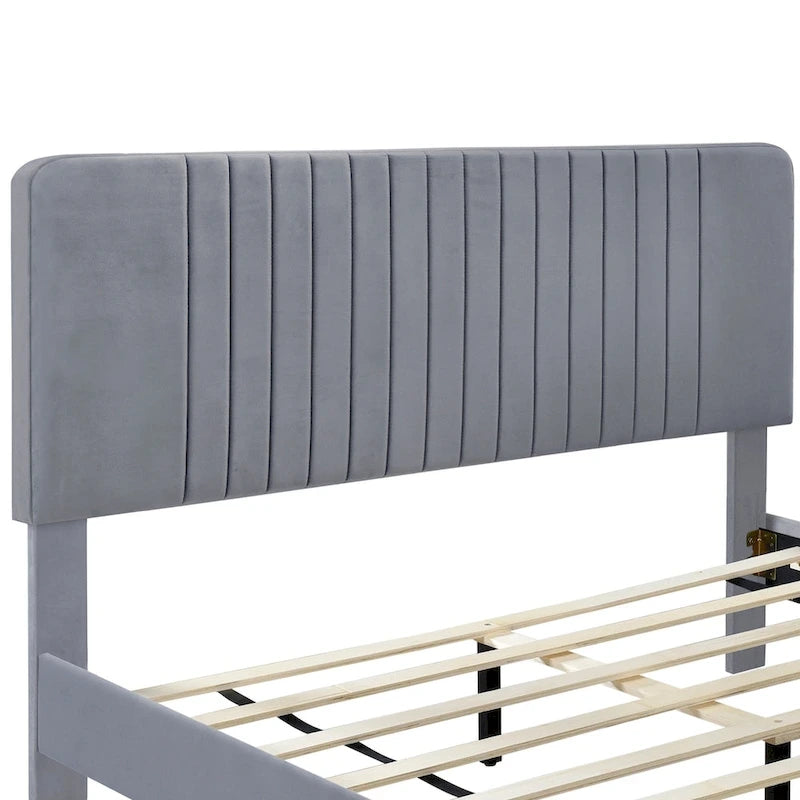 Queen Size Upholstered Platform Bed,No Box Spring Needed, Velvet Fabric