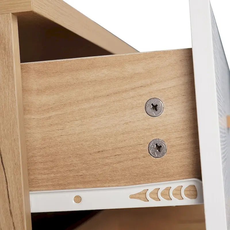 Three Drawer Storage Cabinet Dresser Bedside Table Chest Solid Wood Feet and Handles