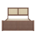 Queen Size Wood Storage Platform Bed with 4 Drawers, Rattan Headboard